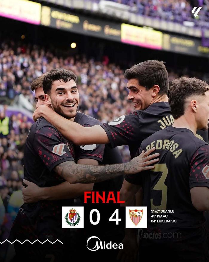 落后两球逆袭，塞维利亚绝杀巴拉多利德