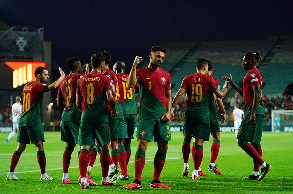 精彩瞬间葡萄牙队在欧预赛中获得胜利