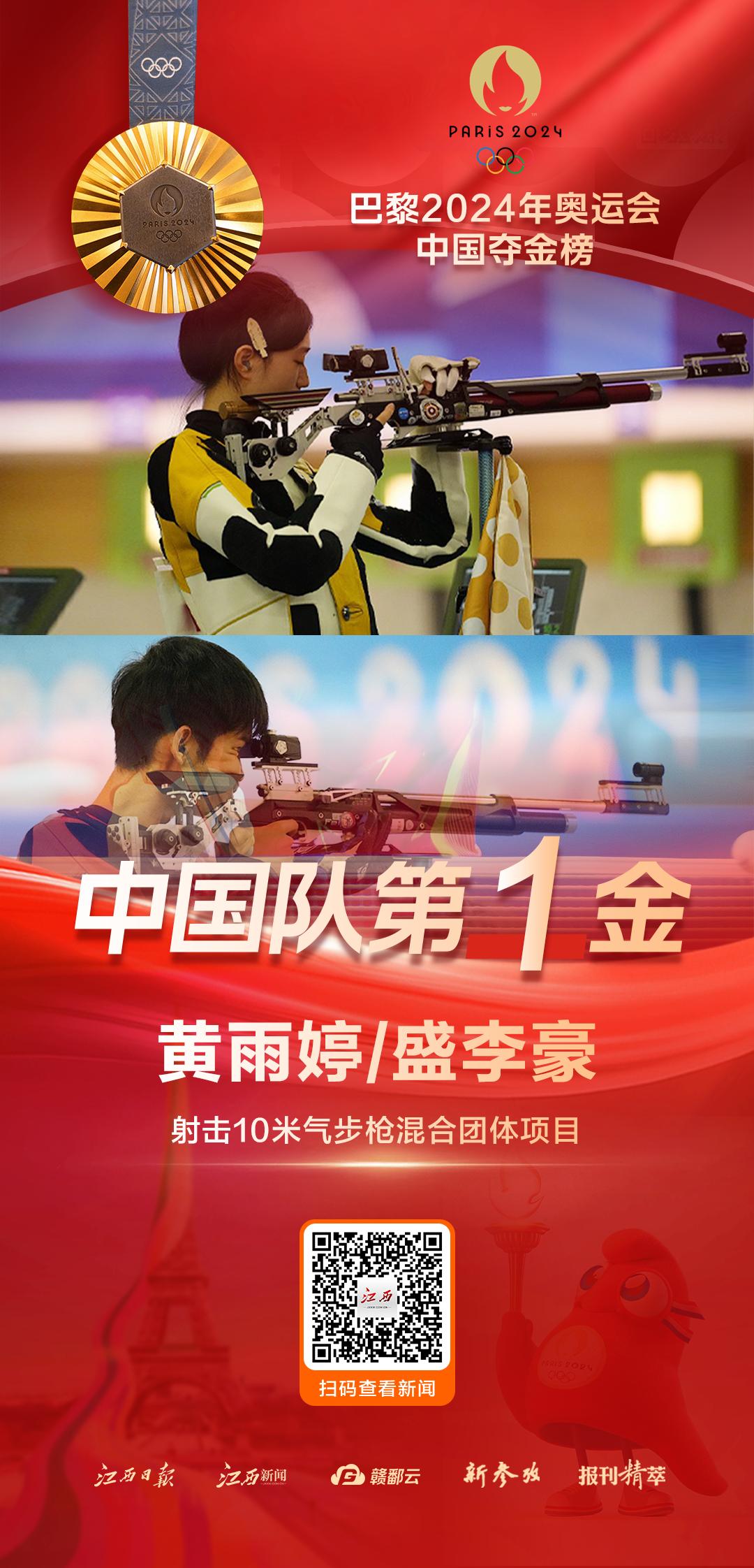 中国射击队选手完美发挥摘金